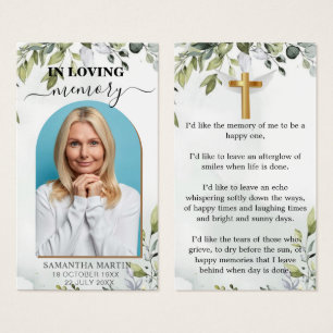 Cartes De Visite Beau Signet funéraire commémoratif des Eucalyptus