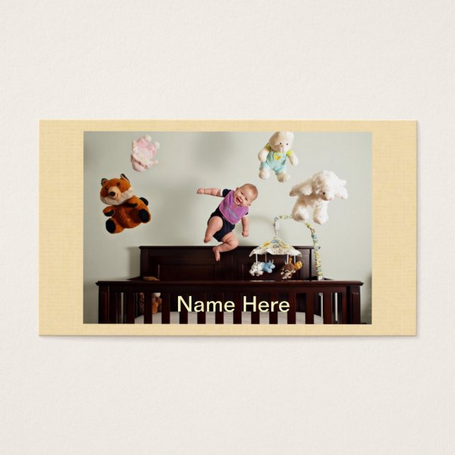 Cartes De Visite bébé qui rebondit en riant (Devant)