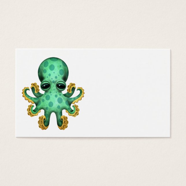 Cartes De Visite Bébé vert mignon poulpe (Devant)
