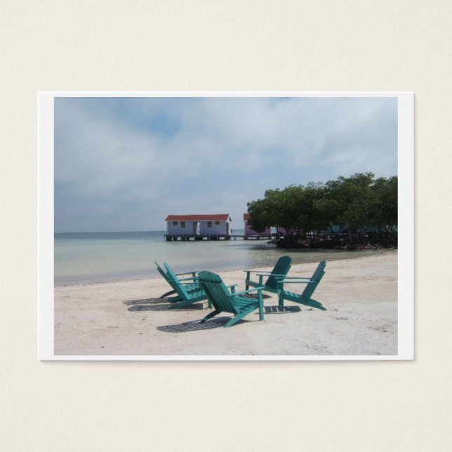 Cartes De Visite Belize Adirondack Rose Maisons Turquoise Eau (Devant)