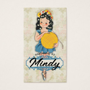 Cartes De Visite Belle ballerine fille tricot crochet balle de fil