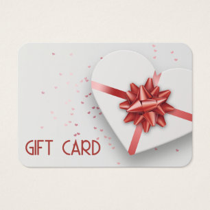 Cartes De Visite Belle boîte à cadeaux Red Bow White Heart Card