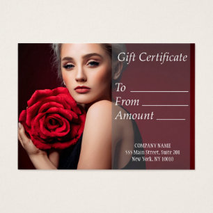 Cartes De Visite Belle Femme Avec Fleurs Certificat Cadeau