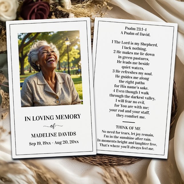 Cartes De Visite Bible Psalm Memorial Photo Prayer Card (Créateur téléchargé)