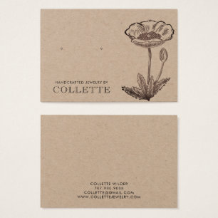 Cartes De Visite Bijou de fleur artisanale en carton kraft pour bou