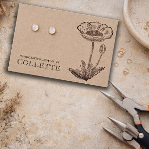 Cartes De Visite Bijou de fleur en carton Kraft fait main