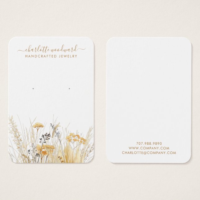 Cartes De Visite Bijouterie Fleur sauvage d'or (Devant & derrière)