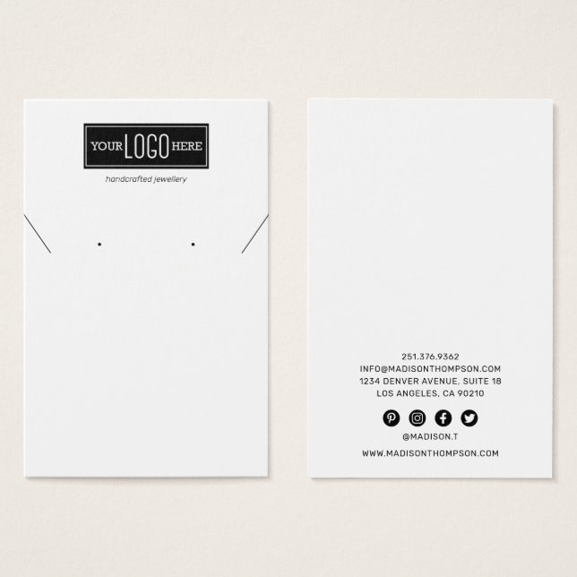 Cartes De Visite Bijoux de logo personnalisé| Versions de collier (Devant & derrière)