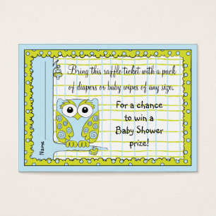 Cartes De Visite Billet Baby shower au carrelage/Chouette verte ble