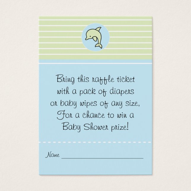 Cartes De Visite Billet baby shower au carrousel/Dauphin vert/bleu (Devant)