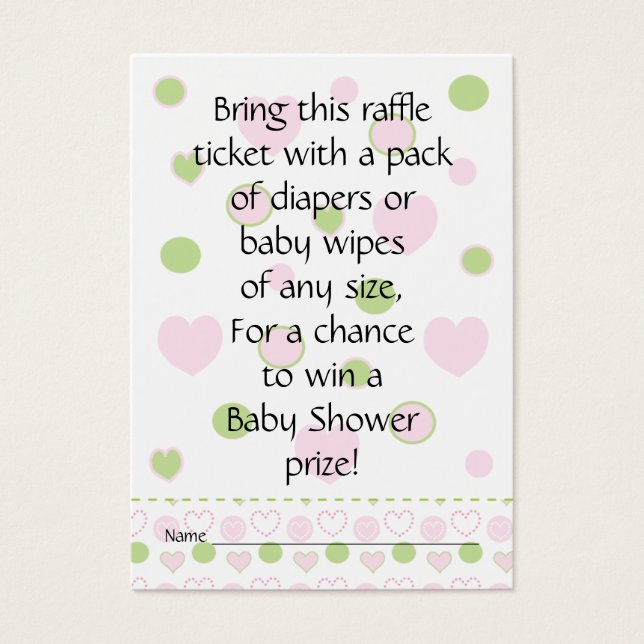 Cartes De Visite Billet baby shower au raffle/sucre et épices (Devant)