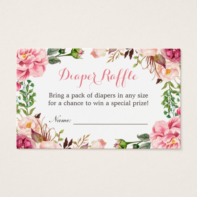 Cartes De Visite Billet Baby shower Fille Pink Fleur Raffle (Devant)