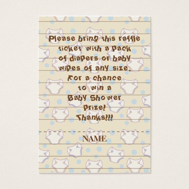 Cartes De Visite Billet baby shower Raffle/Bleu/Construire Une Bibl (Devant)
