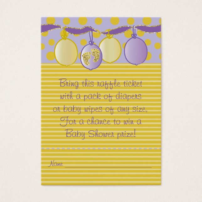 Cartes De Visite Billet baby shower Raffle/Empreintes bébé (Devant)