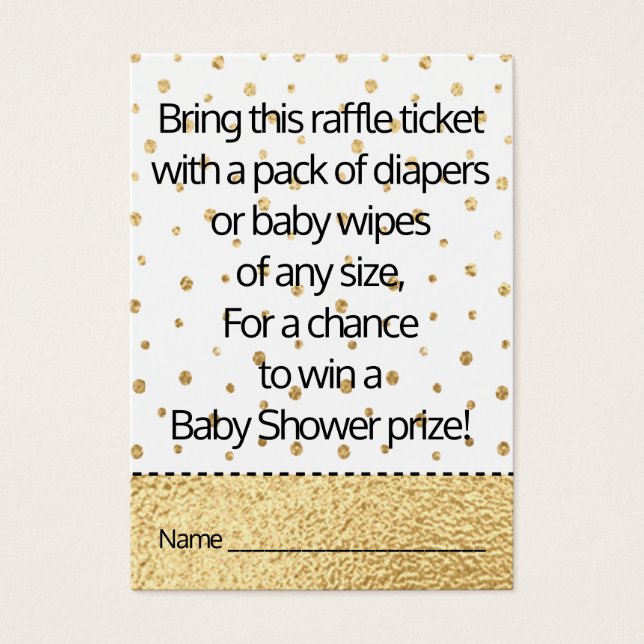 Cartes De Visite Billet baby shower Raffle / Pingouin pour bébé or (Devant)