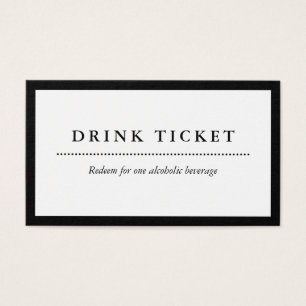 Cartes De Visite Billet Billet simple noir blanc pour boisson