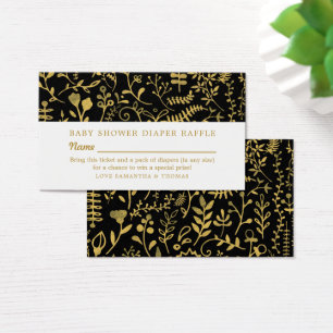 Cartes De Visite Billet Black & Gold Oriental Floral, Repas de couc