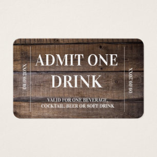 Cartes De Visite Billet boisson Mariage Rustic Drink