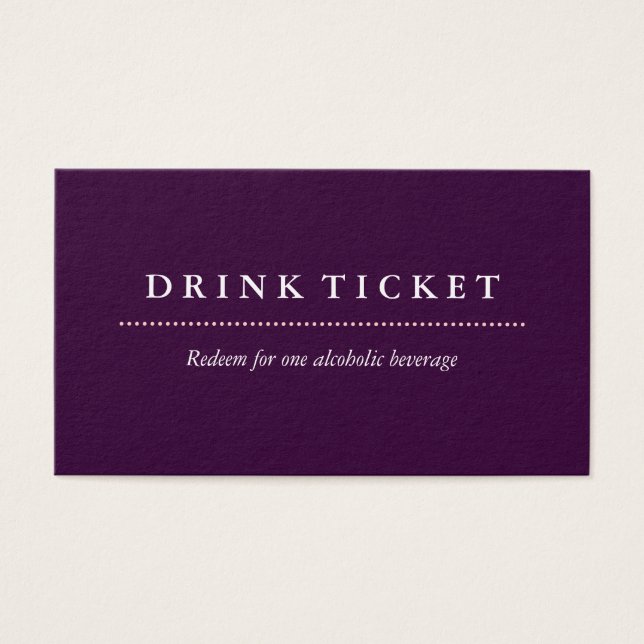 Cartes De Visite Billet de base pour boire de la prune propre (Devant)