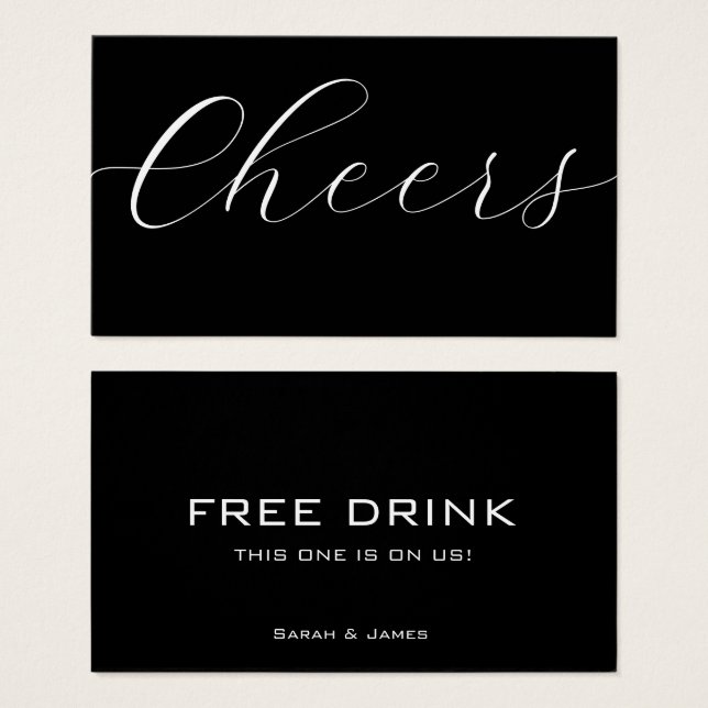 Cartes De Visite Billet de boisson Black White Corporate (Devant & derrière)