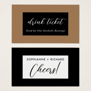 Cartes De Visite Billet de boisson mariage