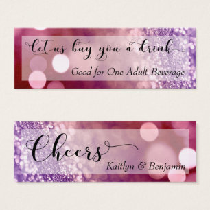 Cartes De Visite Billet de Boisson Mini Ombre Rouge Violet Script