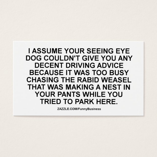 Cartes De Visite Billet de faux stationnement Drôle Violation amusa (Devant)