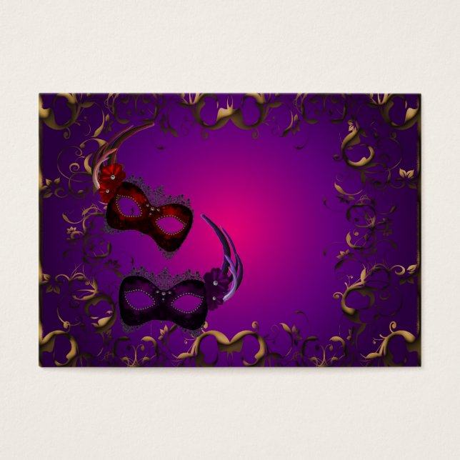 Cartes De Visite Billet d'entrée Gold Purple Masquerade Party (Devant)