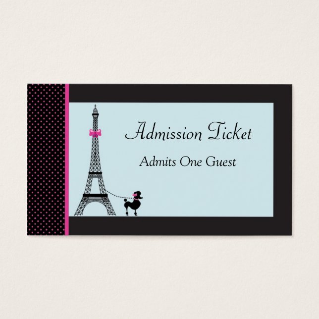 Cartes De Visite Billet d'entrée pour fille Tour Eiffel (Devant)