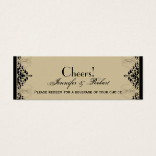 Cartes De Visite Billet Mariage de boisson Camelot Gold Black Scrol