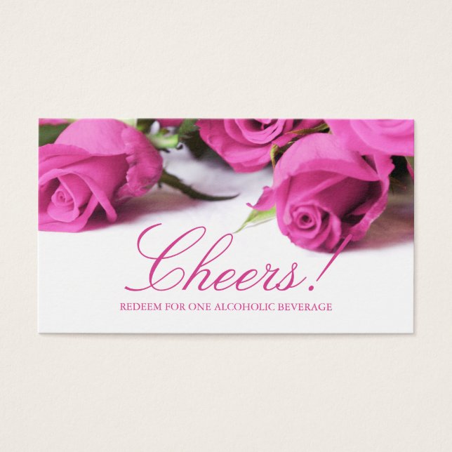 Cartes De Visite Billet Mariage Romantic Rose Roses Boire (Devant)