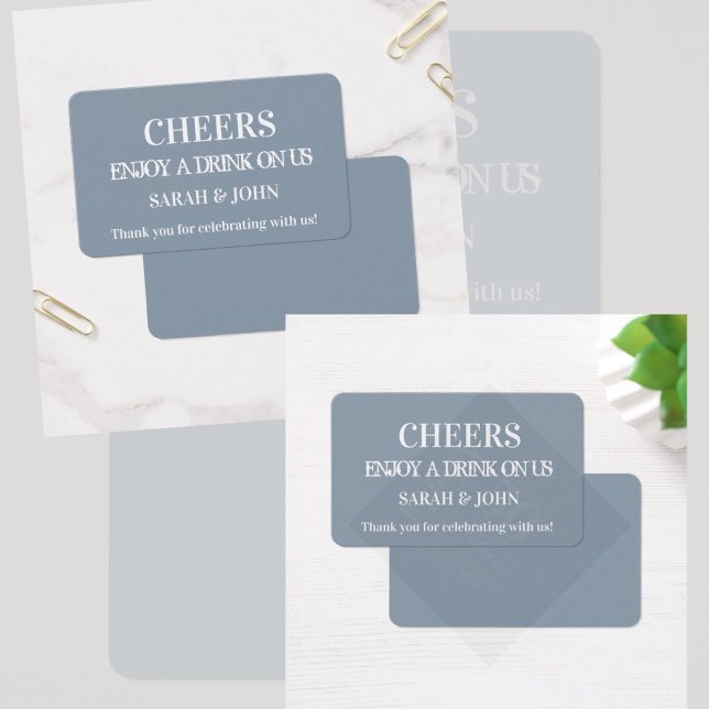 Cartes De Visite Billet Mariage simple et moderne Dusty Blue (Custom Drinking Ticket )