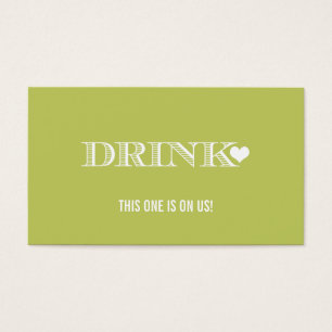 Cartes De Visite Billet Mariage vert Coeur mignon Boire