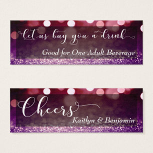 Cartes De Visite Billet mini-boisson Red Purple Ombre Bokeh Script