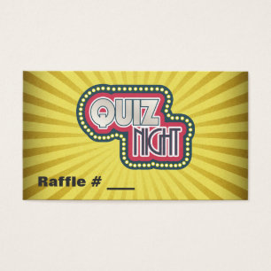Cartes De Visite Billet Quiz Night Trivia Party Raffle