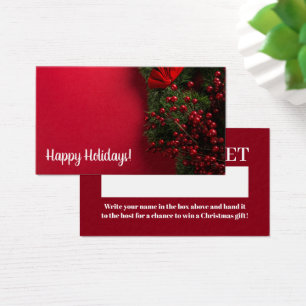 Cartes De Visite Billet Red Berries & Mistletoe, Raffle de Noël