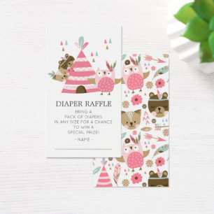 Cartes De Visite Billet sauvage de couche-culotte de baby shower de