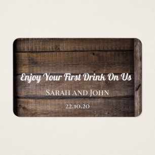 Cartes De Visite Billet simple Rustique Bois Mariage