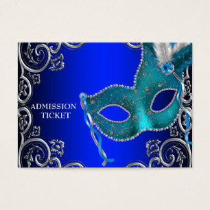 Cartes De Visite Billets d'admission à la soirée masquée bleu royal