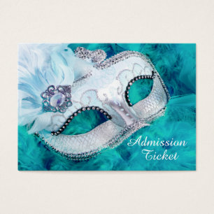 Cartes De Visite Billets d'admission à la soirée masquée bleu sarce