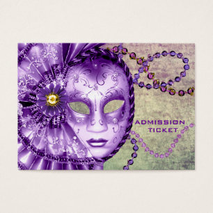 Cartes De Visite Billets d'admission à la soirée masquée Purple Gre