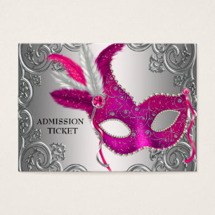 Cartes De Visite Billets d'admission à la soirée masquée rose vif