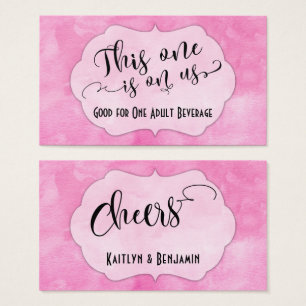 Cartes De Visite Billets de boisson à aquarelle rose avec texte noi