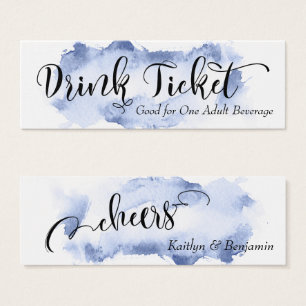 Cartes De Visite Billets de boisson à l'encre noire et aquarelle bl