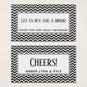 Cartes De Visite Billets de boisson à motif chevron noir et blanc