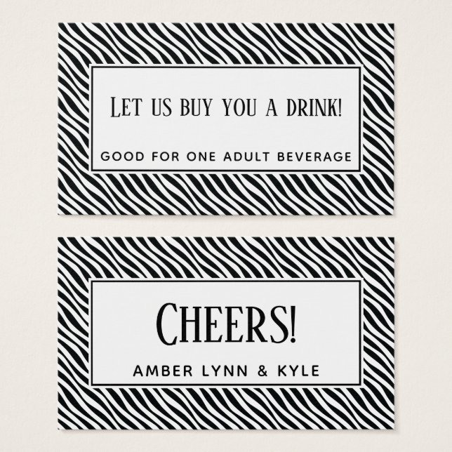 Cartes De Visite Billets de Boisson à Motif Rétro Noir et Blanc (Devant & derrière)