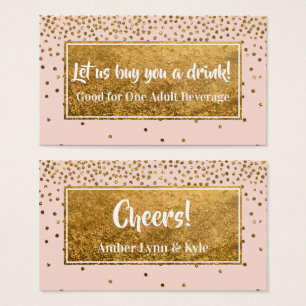 Cartes De Visite Billets de boisson avec confettis en feuille d'or