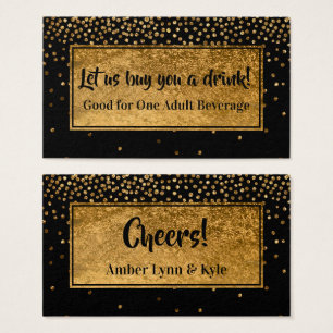 Cartes De Visite Billets de boisson avec Faux Gold Foil Confetti & 