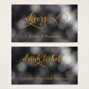Cartes De Visite Billets de Boisson Bokeh Noir & Blanc Typographie