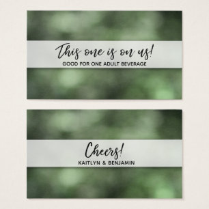 Cartes De Visite Billets de boisson Bokeh vert avec écriture manusc